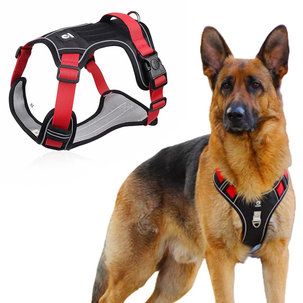 Qpets No Pull Dog Harness with Safety Reflective Strip Quick Release Buckle Adjustable Size Easy Control Handle for Small Medium Large Dog(Red,L, Recommended Weight: 14-22.5kg) Qpets No Pull Dog Harness with Safety Reflective Strip Quick Release Buckle Adjustable Size Easy Control Handle for Small Medium Large Dog(Red,L, Recommended Weight: 14-22.5kg)